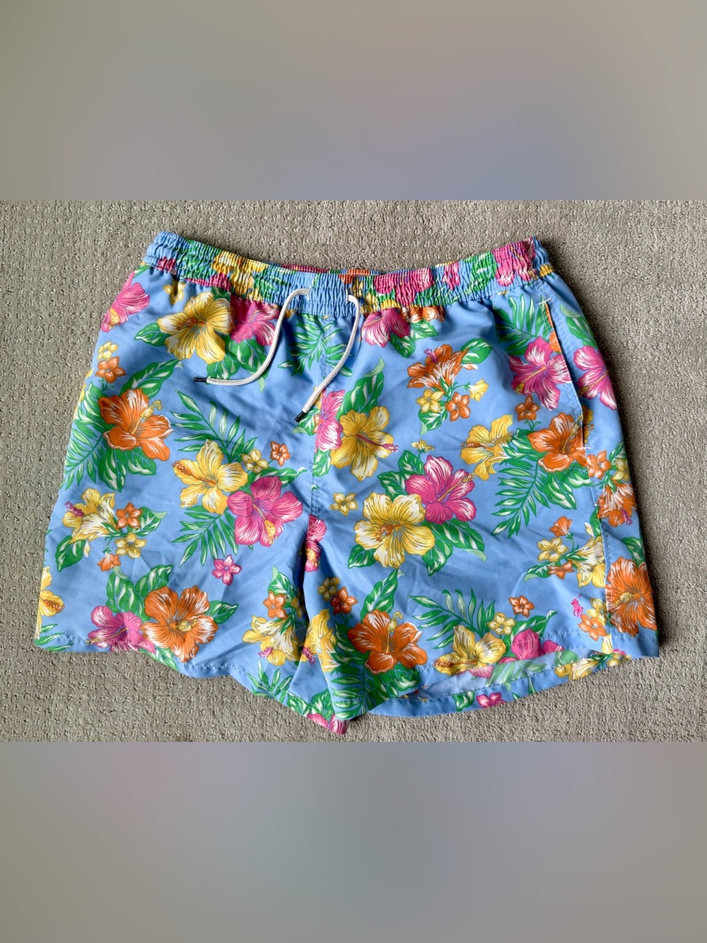 Polo by Ralph Lauren Light Blue Tropical Floral Swim Trunks